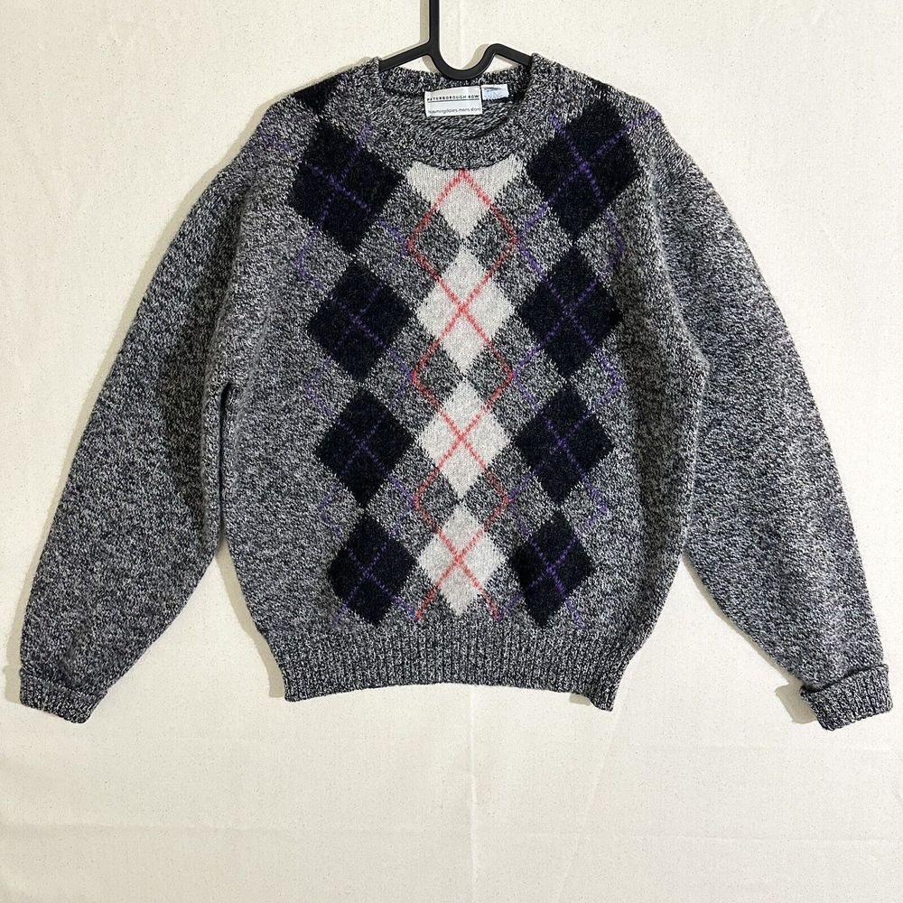 Peterborough Row Men Wool Pullover Sweater Large Diamond Grey Bloomingdales